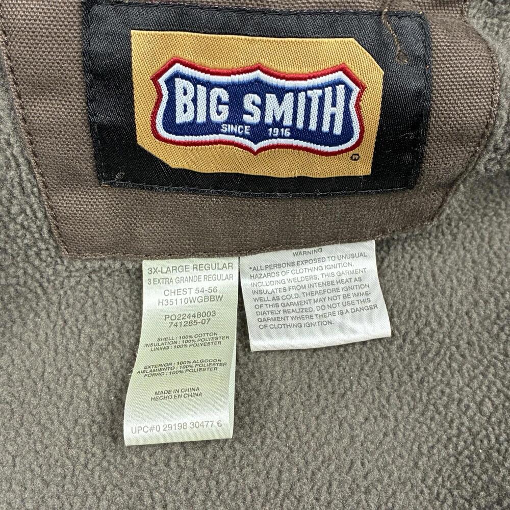 Big Smith Jacket Men’s 3XL Brown Duck Canvas Hooded Work Coat Heavy Lined - Picture 10 of 15